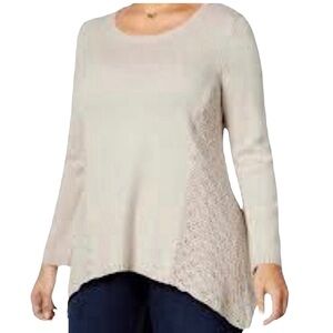 Trapeze Style Sweater With Crocheted Side Panels